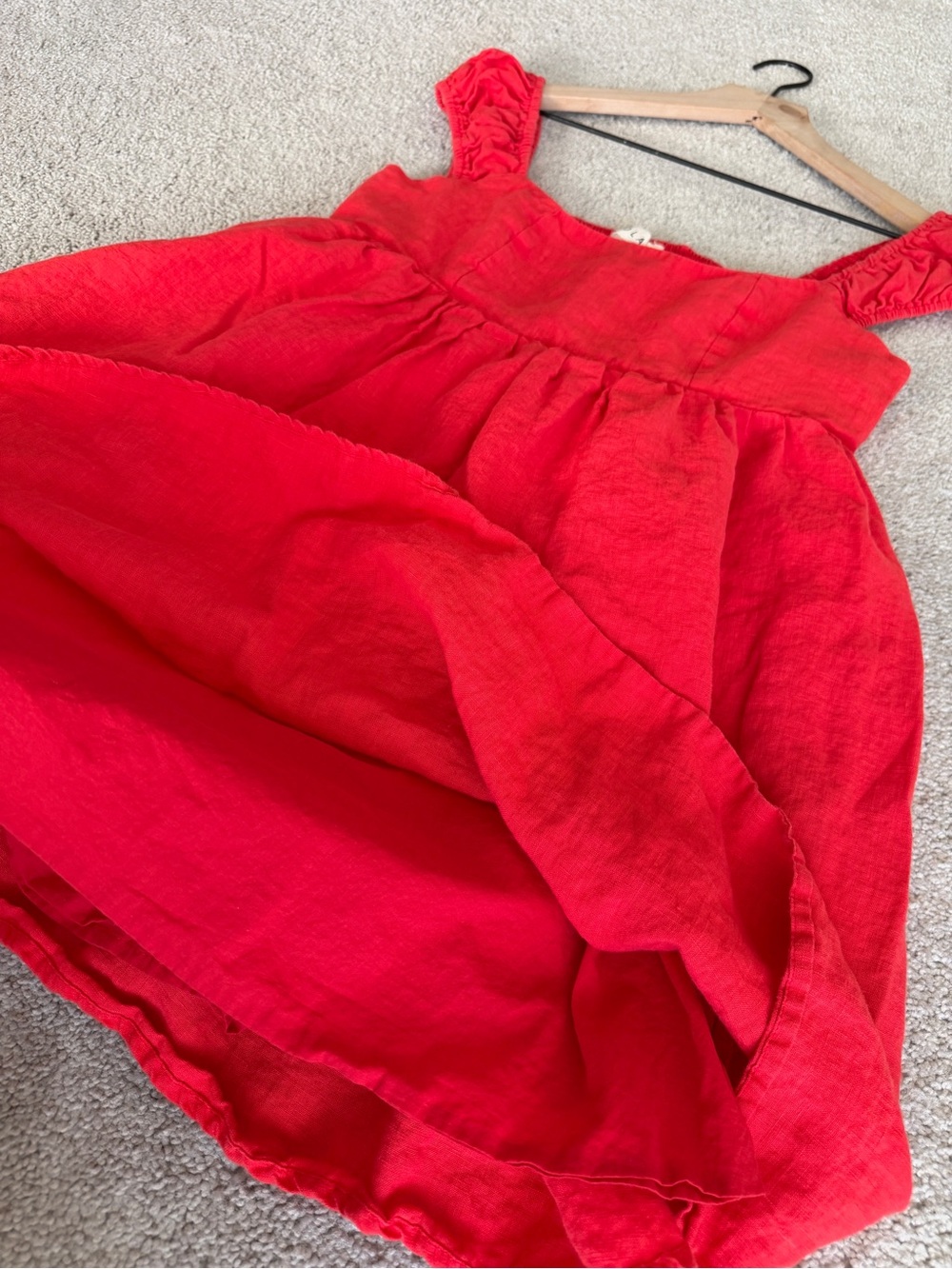 Solai Amalfi 100% Linen Mini Dress Red Linen Babydoll Beach Vacation Size Medium - Picture 11 of 13